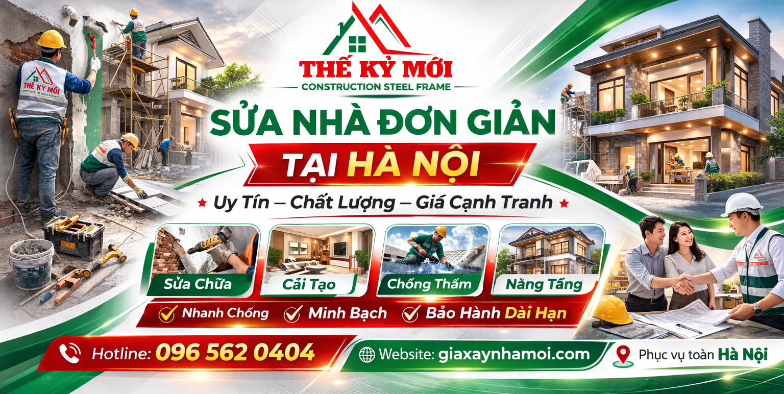 Sửa nhà trọn gói Hà Nội - Xây Dựng Thế Kỷ Mới - Uy Tín - Giá Rẻ