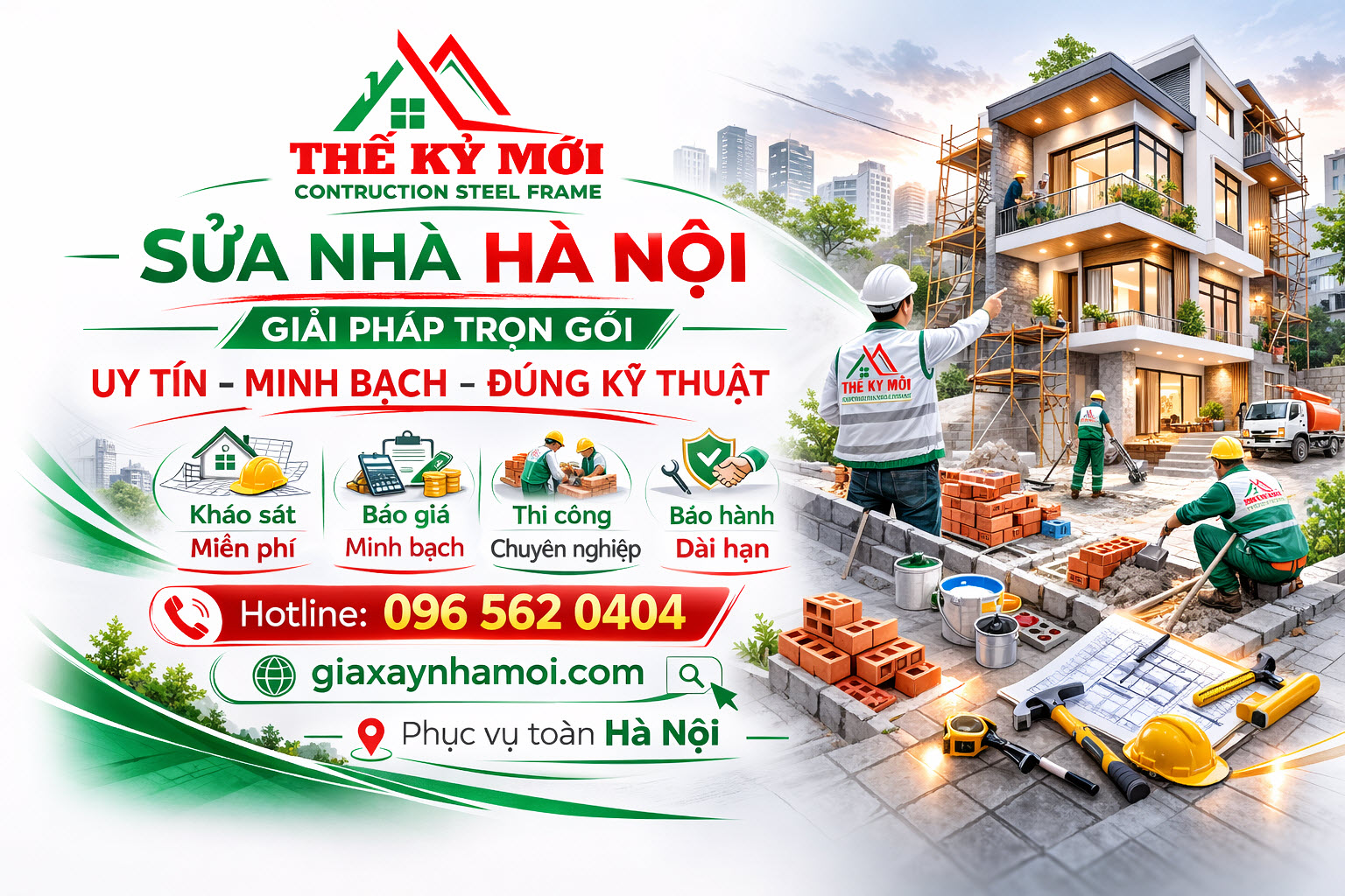 Sửa nhà trọn gói Hà Nội - Xây Dựng Thế Kỷ Mới - Uy Tín - Giá Rẻ
