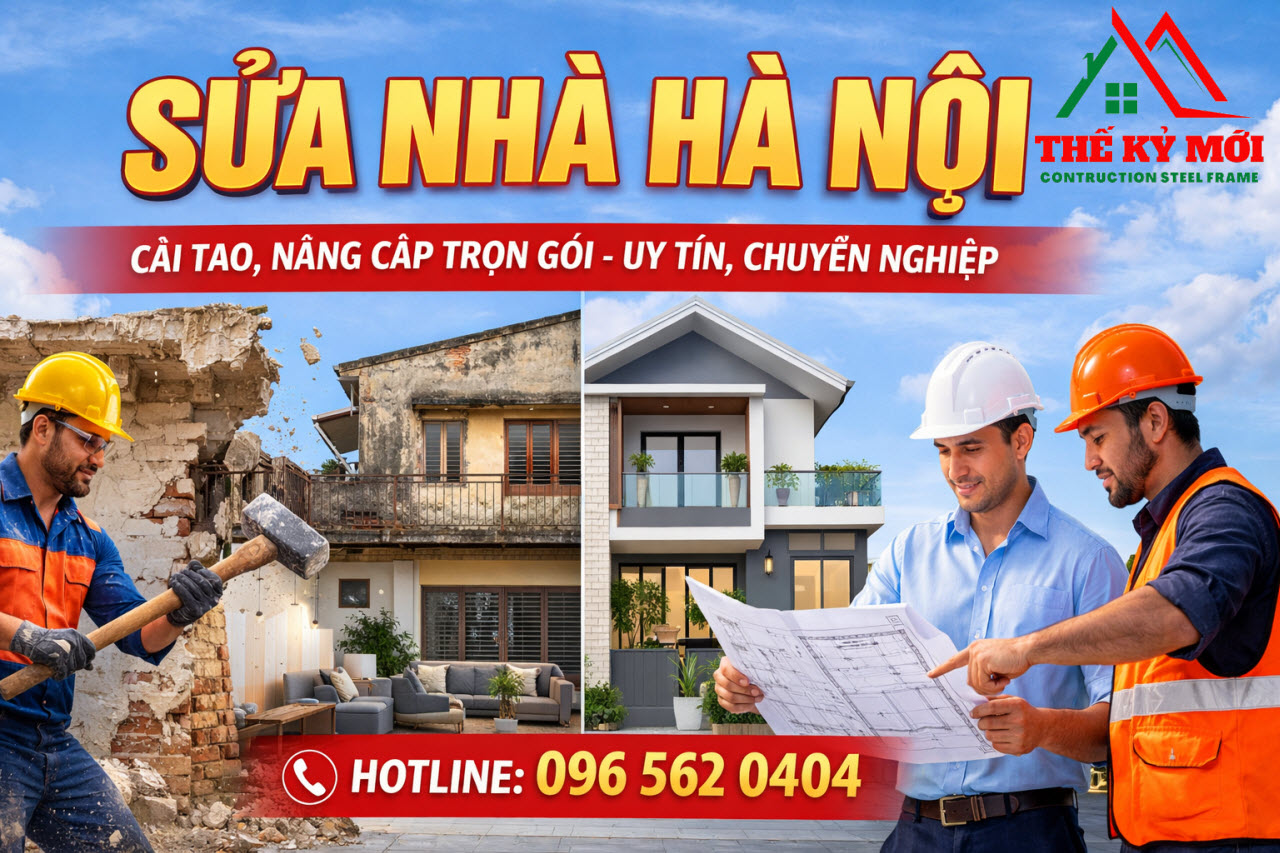 Sửa nhà cũ tại Hà Nội trọn gói từ Xây Dựng Thế Kỷ Mới
